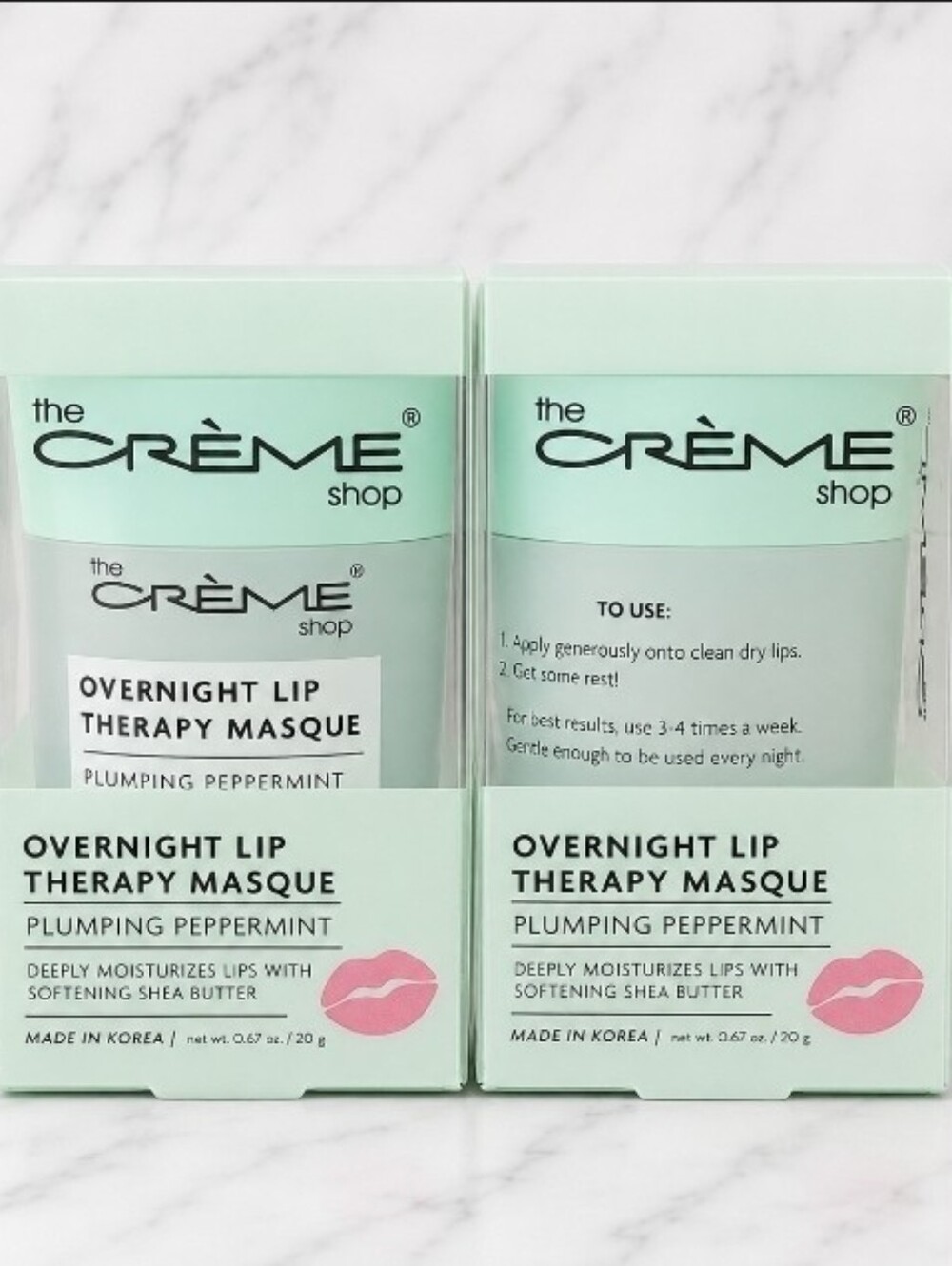 2 x The Creme Shop PLUMPING PEPPERMINT Overnight Lip Therapy Masque .67oz ea NIB